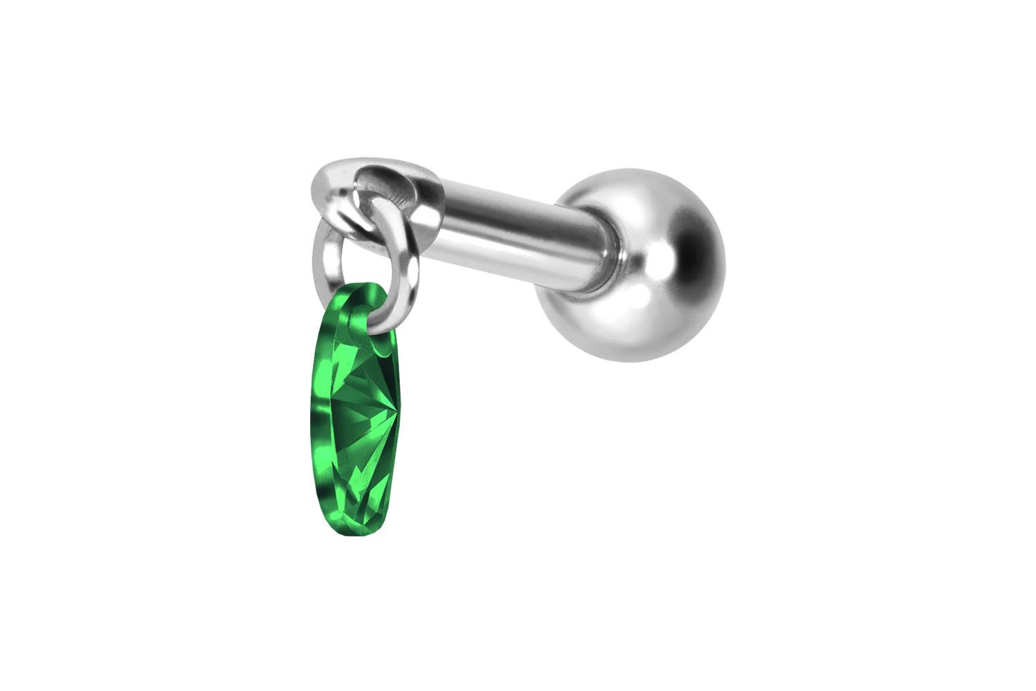 Titan Ohrpiercing mit Innengewinde KRISTALLOVAL